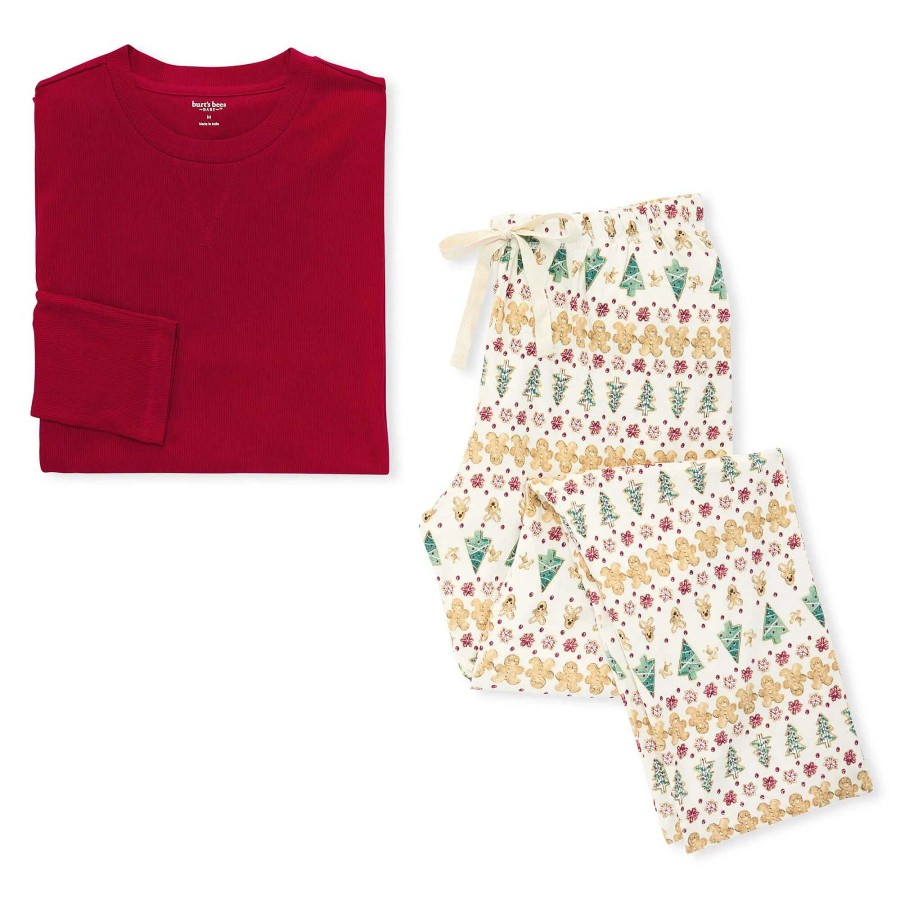 Girl Burt's Bees Baby | Adult Men'S Tee & Lounge Pant Pajama Set, Gingerbread Fair Isle