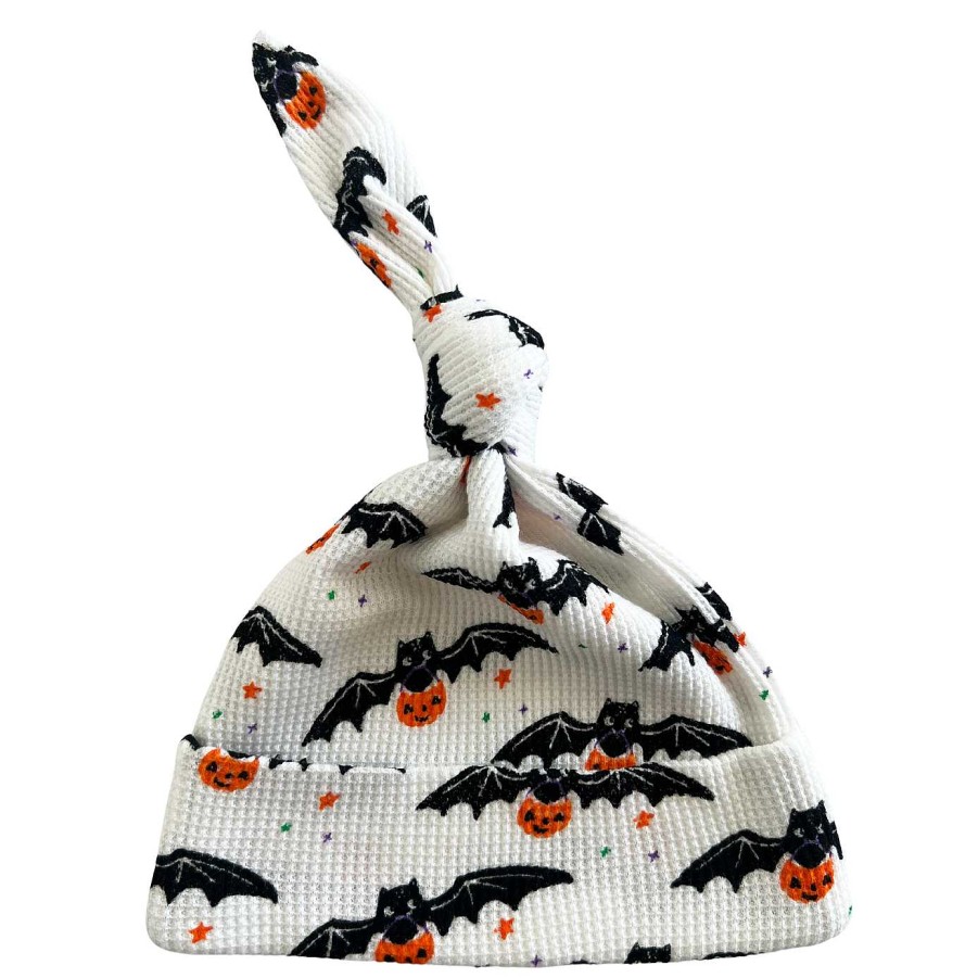 Accessories SpearmintLOVE | Organic Waffle Knot Beanie, Trick Or Treating Bat