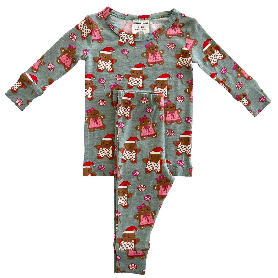 Boy SpearmintLOVE | 2-Piece Set, Gingerbread Friends Green