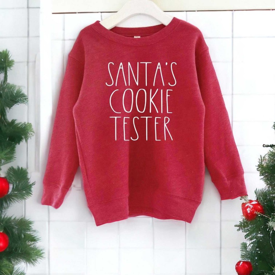 Boy Oat Collective | Santa'S Cookie Tester Toddler Graphic Sweatshirt, Cranberry Heather