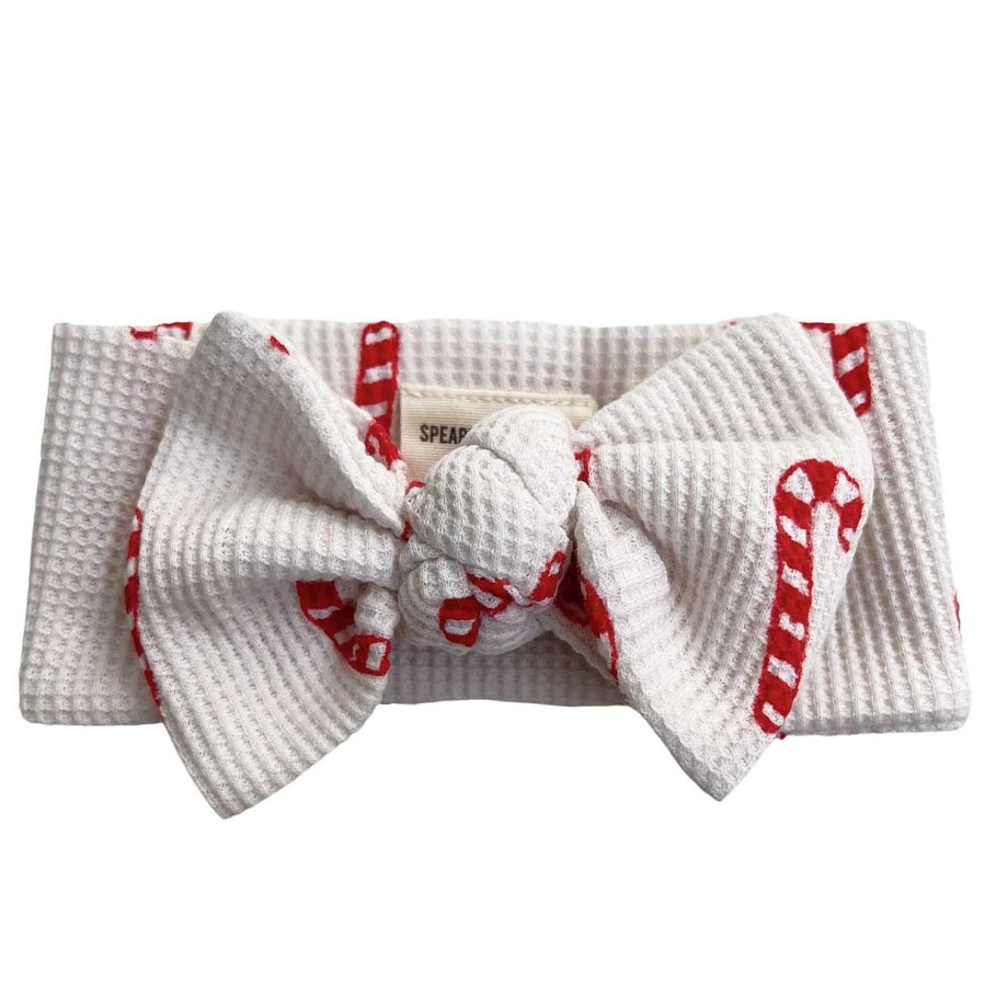 Girl SpearmintLOVE | Organic Waffle Knot Bow, Candy Cane