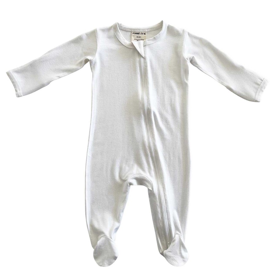 Boy SpearmintLOVE | 2-Way Zip Footie, White