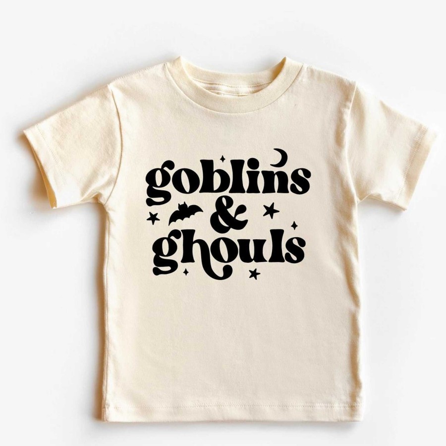 Boy Benny & Ray Apparel | Kid'S Halloween Graphic Short Sleeve Tee, Goblins & Ghouls Natural/Black