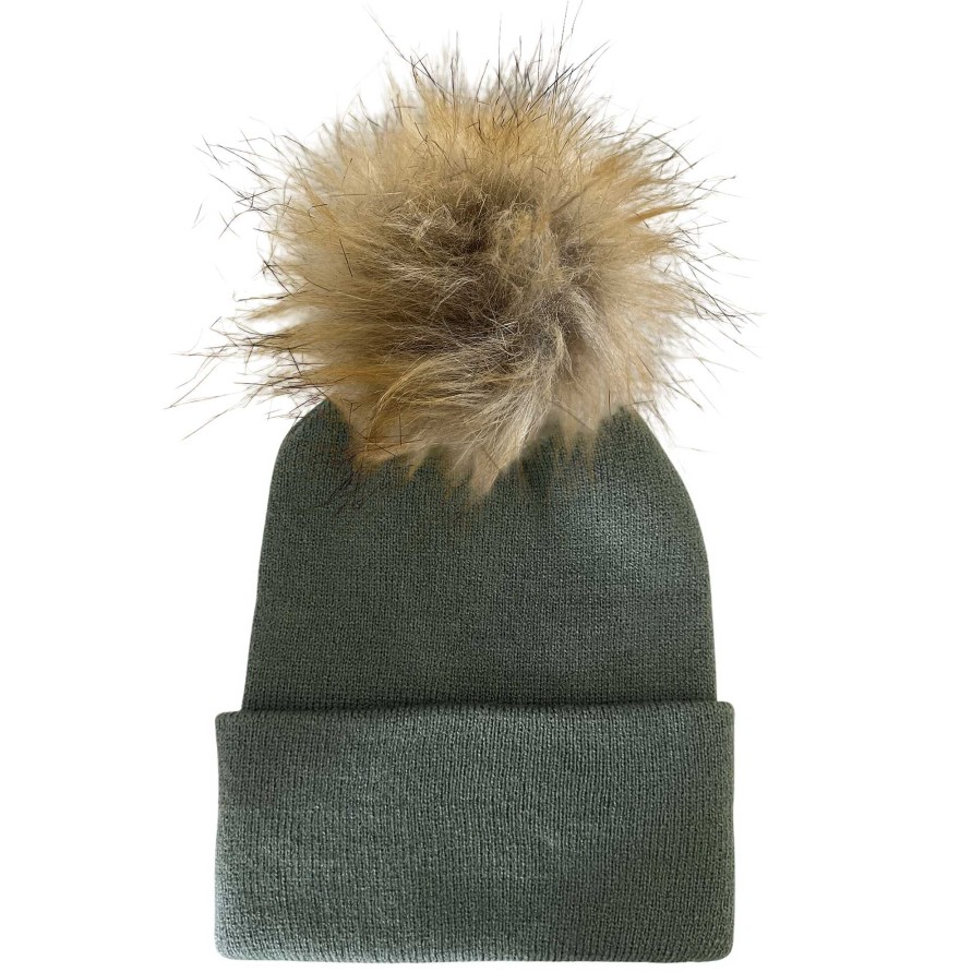 Accessories SpearmintLOVE | Baby'S First Hat, Fern Fur Pom