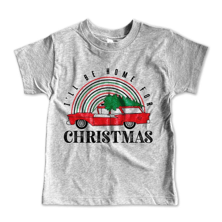 Boy Rivet Apparel Co. | I'Ll Be Home For Christmas Tee, Heather Grey