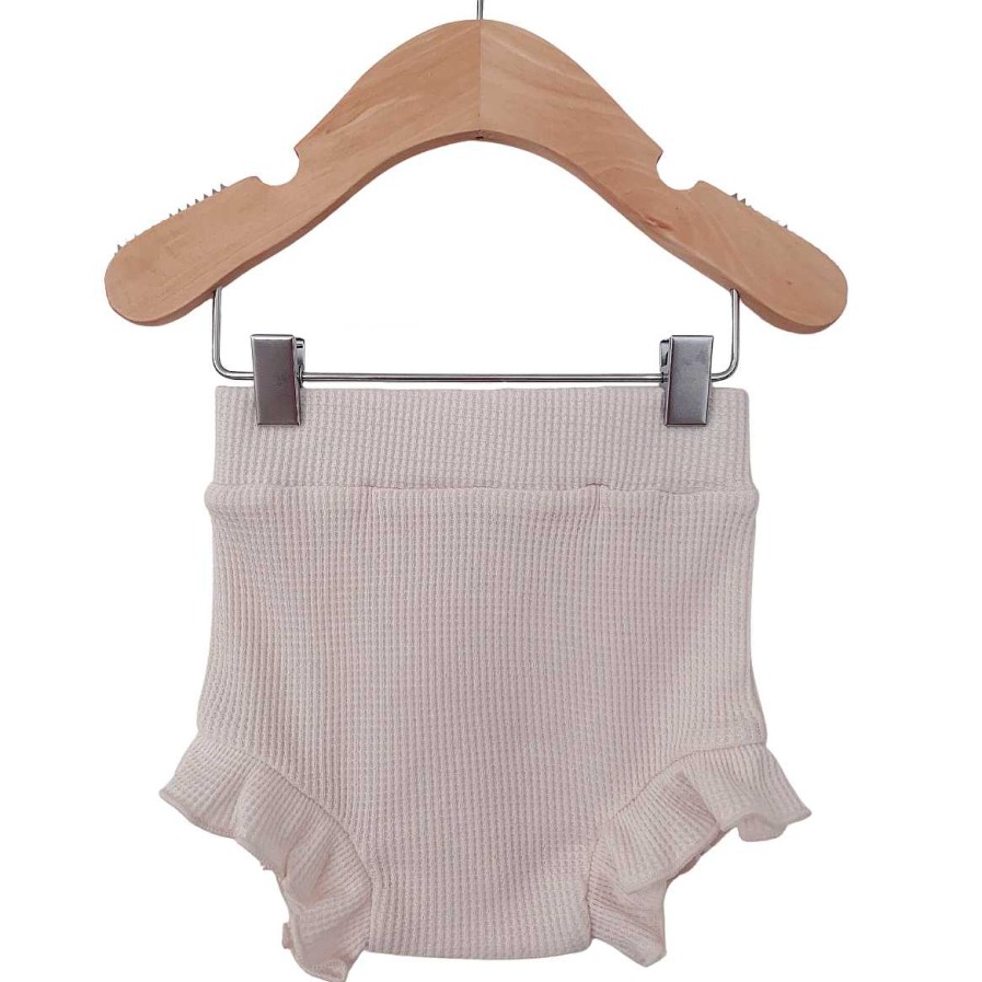 Girl SpearmintLOVE | Organic Waffle Ruffle Bloomer, Snow