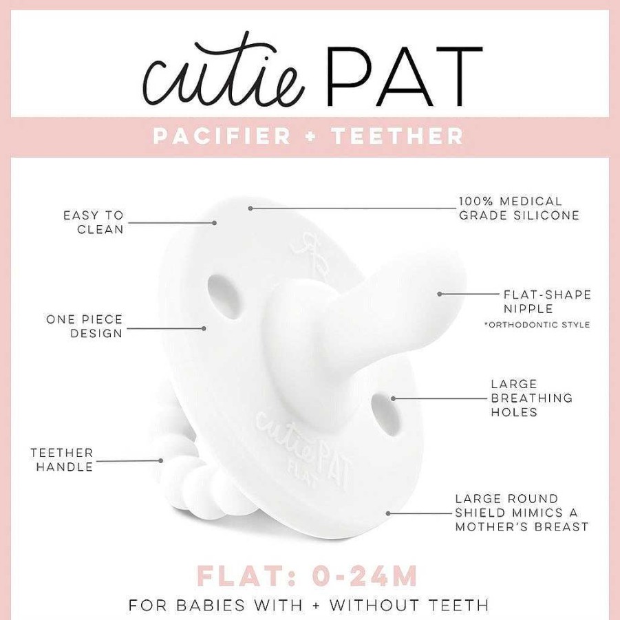 Baby Stuff Ryan & Rose | Cutie Pat Flat Pacifier, Ivory