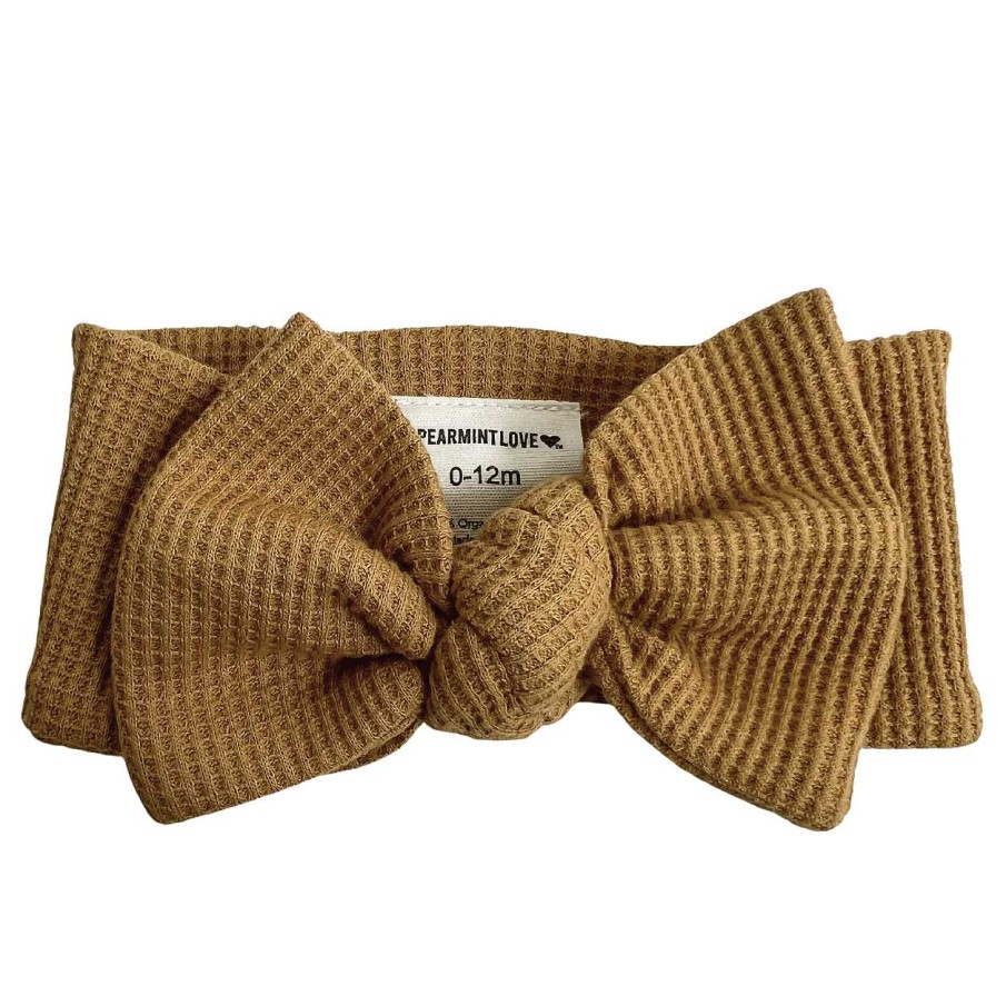 Girl SpearmintLOVE | Organic Waffle Knot Bow, Honey