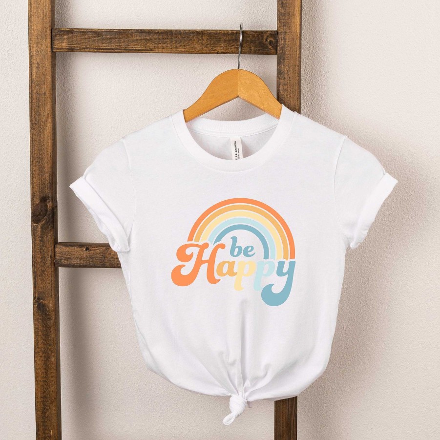 Boy The Juniper Shop | Retro Be Happy Rainbow Short Sleeve Tee, White