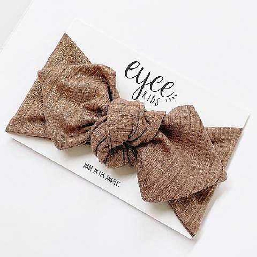 Girl Eyee Kids | Top Knot Headband, Ribbed Mocha Gold Shimmer