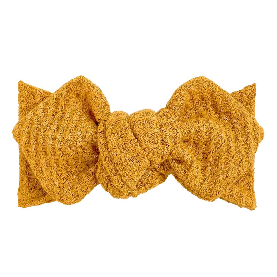 Girl Eyee Kids | Top Knot Headband, Waffle Mustard