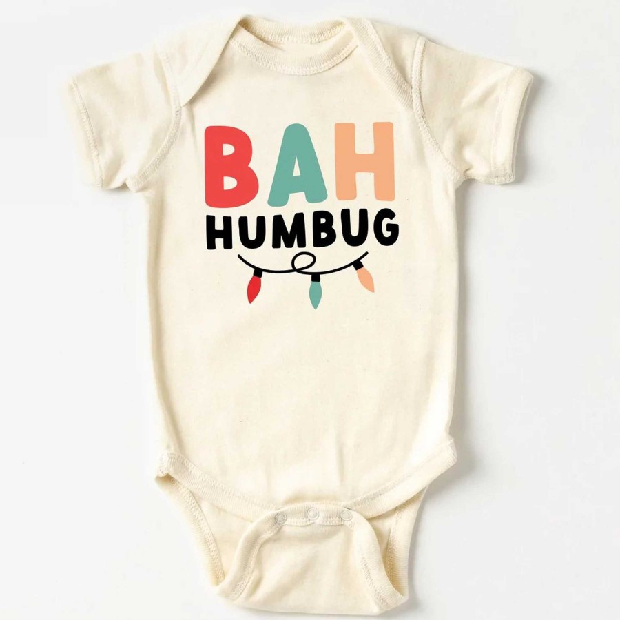 Boy The Juniper Shop | Bah Humbug Lights Short Sleeve Bodysuit, Cream