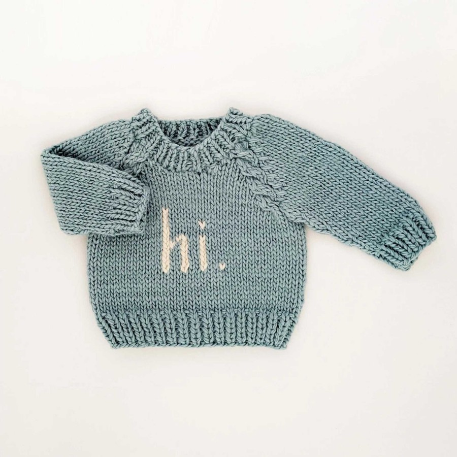 Boy Huggalugs | Hi. Crew Neck Knit Sweater, Surf