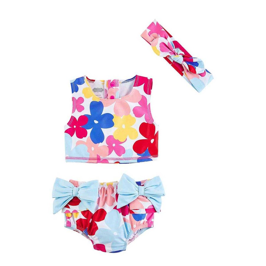 Girl Mud Pie | Multi-Floral Swimsuit & Headband Set