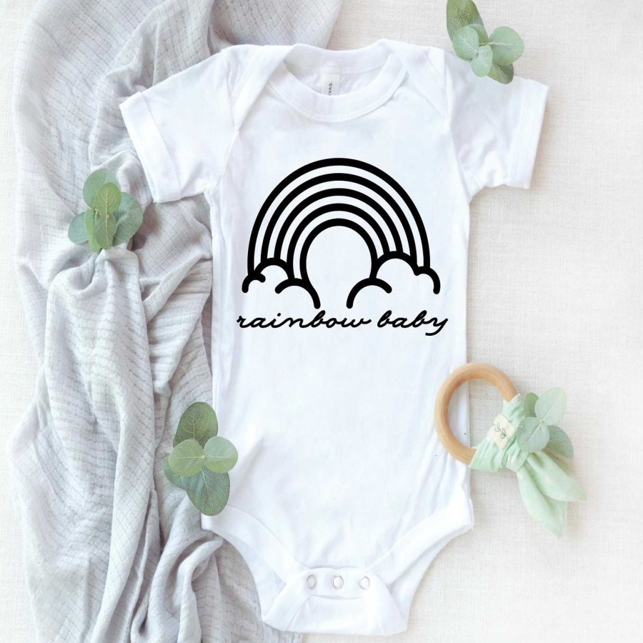 Boy Saved by Grace Co. | Rainbow Baby Graphic Bodysuit, White