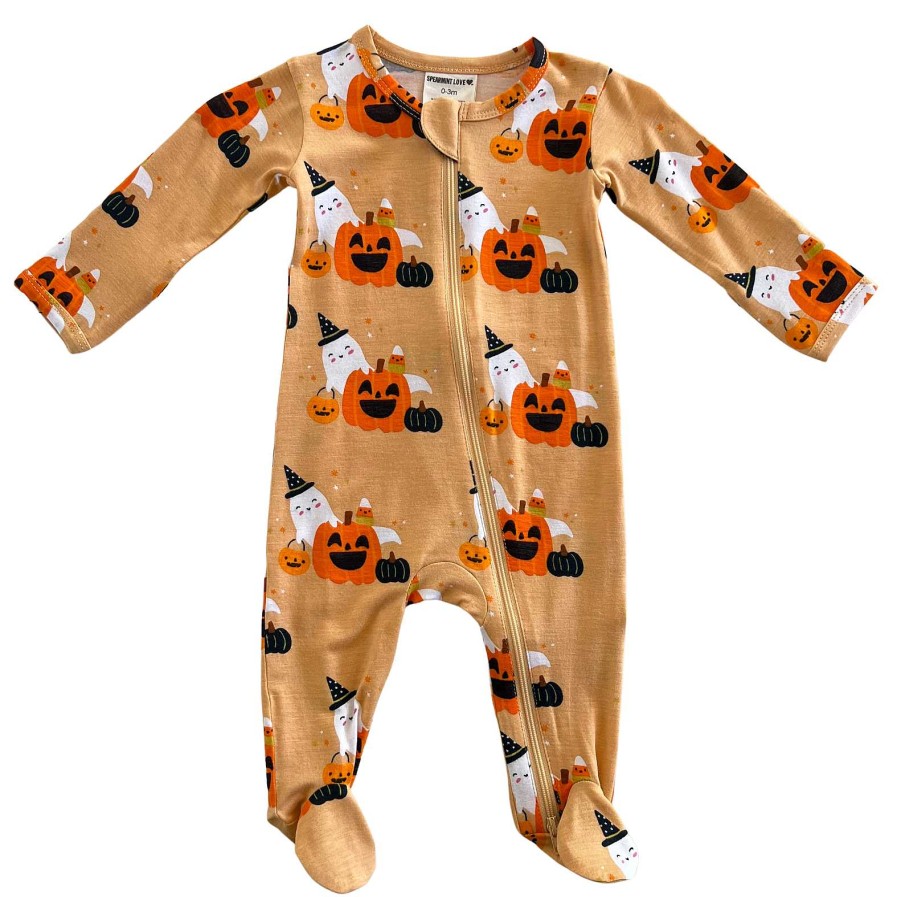 Boy SpearmintLOVE | 2-Way Zip Footie, Halloween Cluster