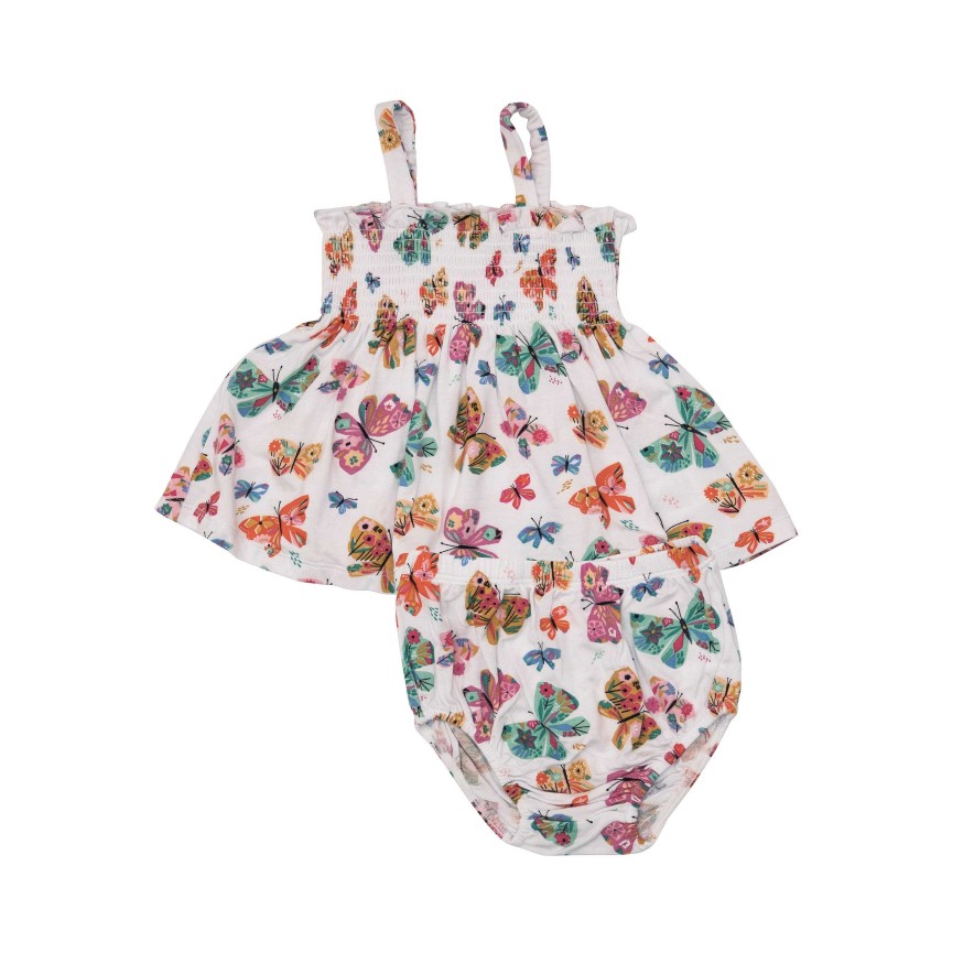 Girl Angel Dear | Smocked Top & Bloomer, Geo Butterfly