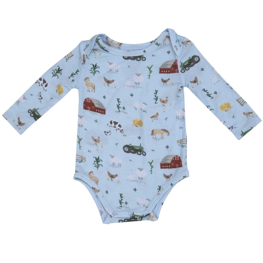 Boy Angel Dear | Long Sleeve Bodysuit, Big Red Barn Blue