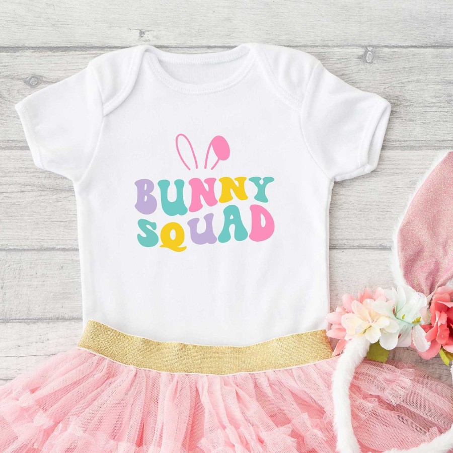 Girl The Juniper Shop | Bunny Squad Colorful Short Sleeve Bodysuit, White