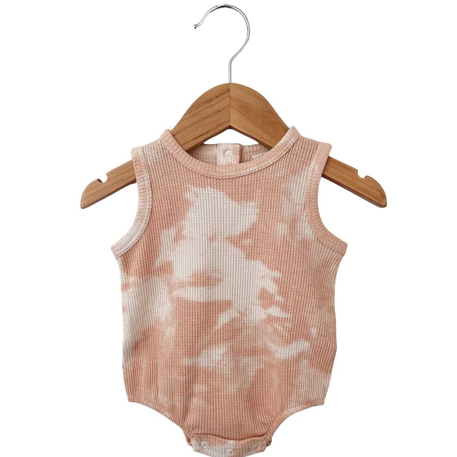 Girl SpearmintLOVE | Organic Waffle Bubble Romper, Pink Lemonade Tie Dye