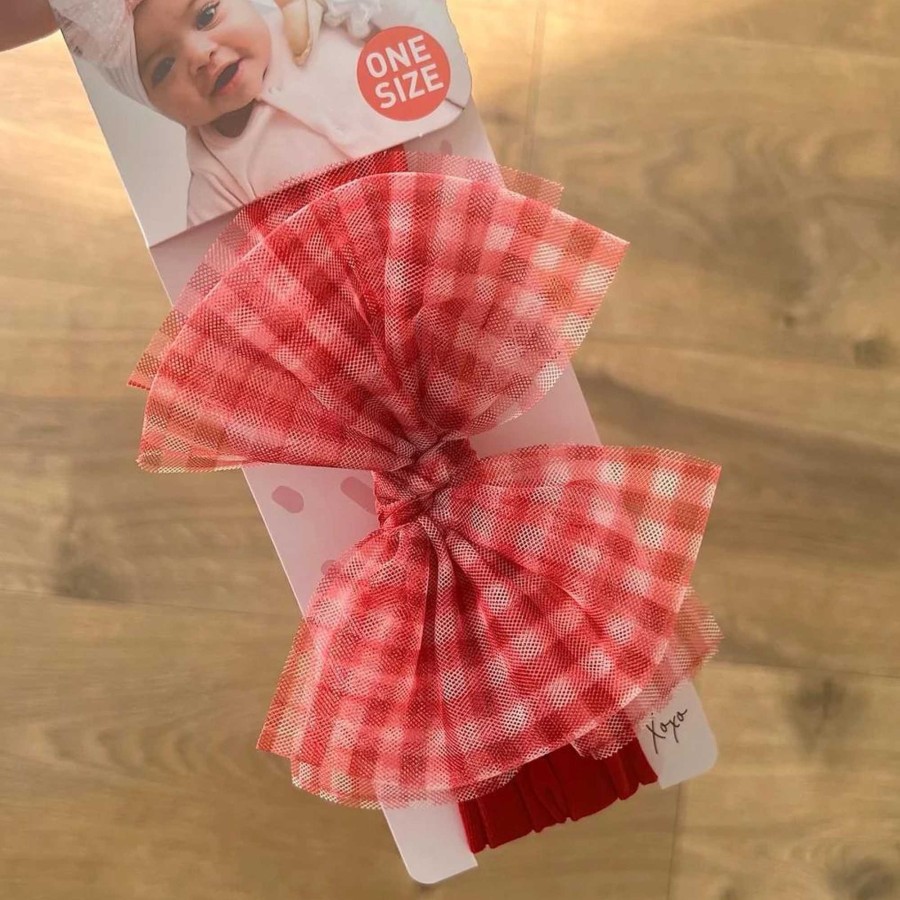 Girl Baby Bling Bows | Tulle Fab Bow, Cherry Gingham