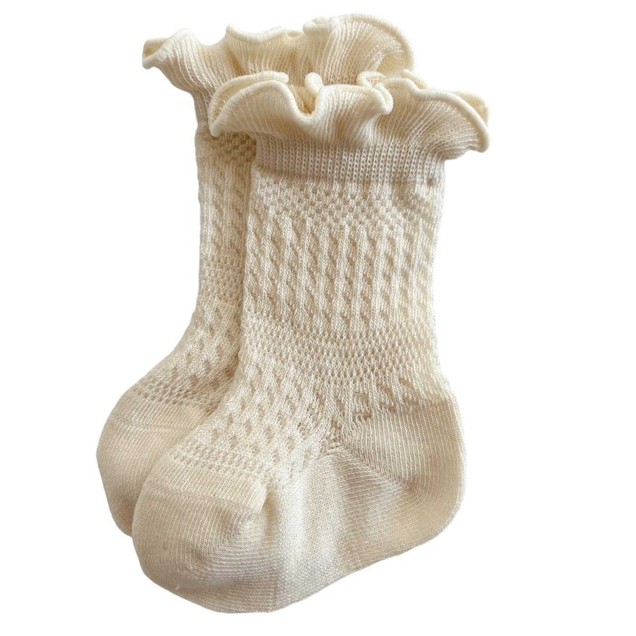 Accessories Sold by SpearmintLOVE | Ruffle Knit Socks, Ivory