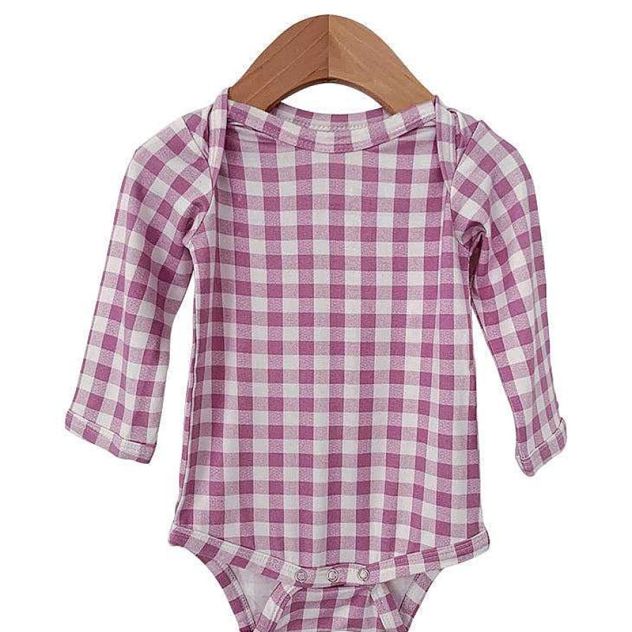 Girl SpearmintLOVE | Long Sleeve Bodysuit, Lavender Gingham