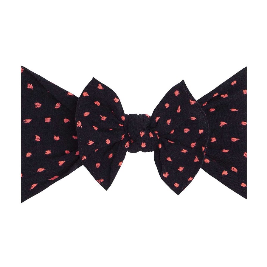 Girl Baby Bling Bows | Shabby Knot Bow, Black W/ Neon Pink Dot