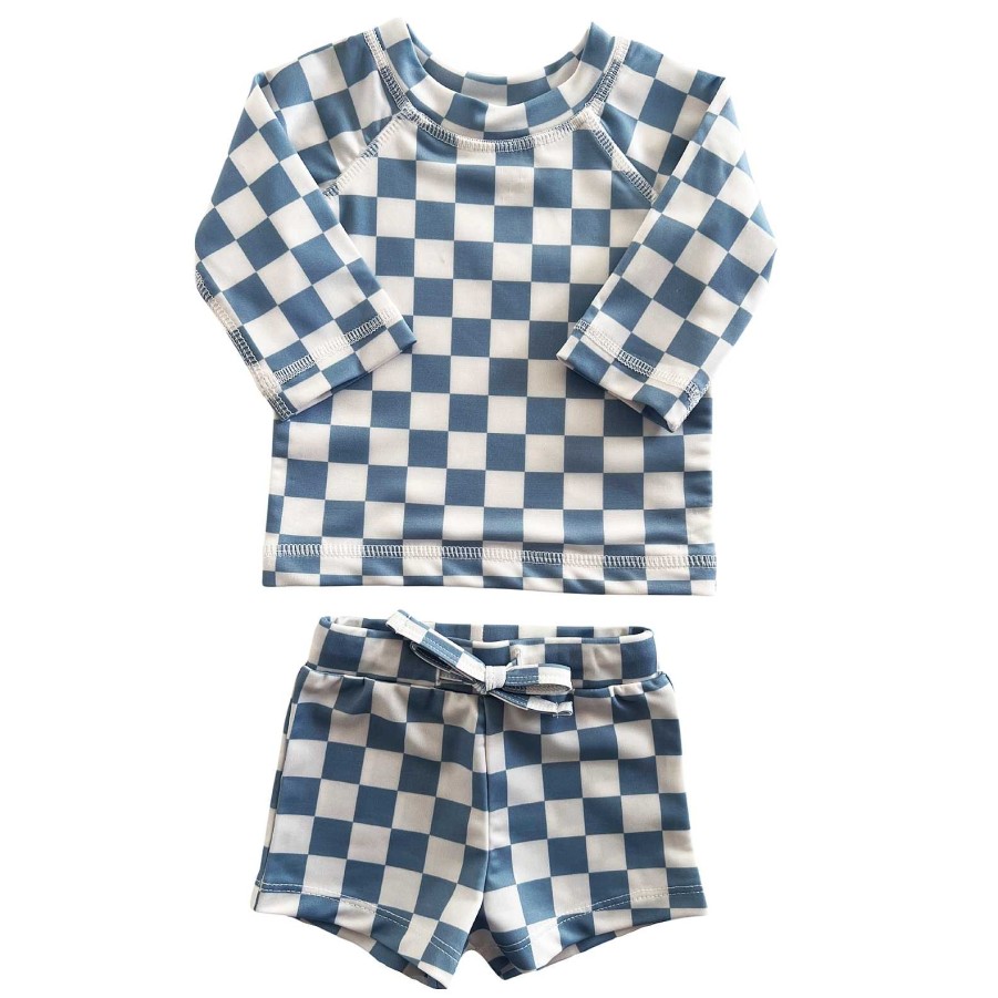 Boy SIIX Collection | Blueberry Muffin Checkerboard / Mar Rashguard Set / Upf 50+