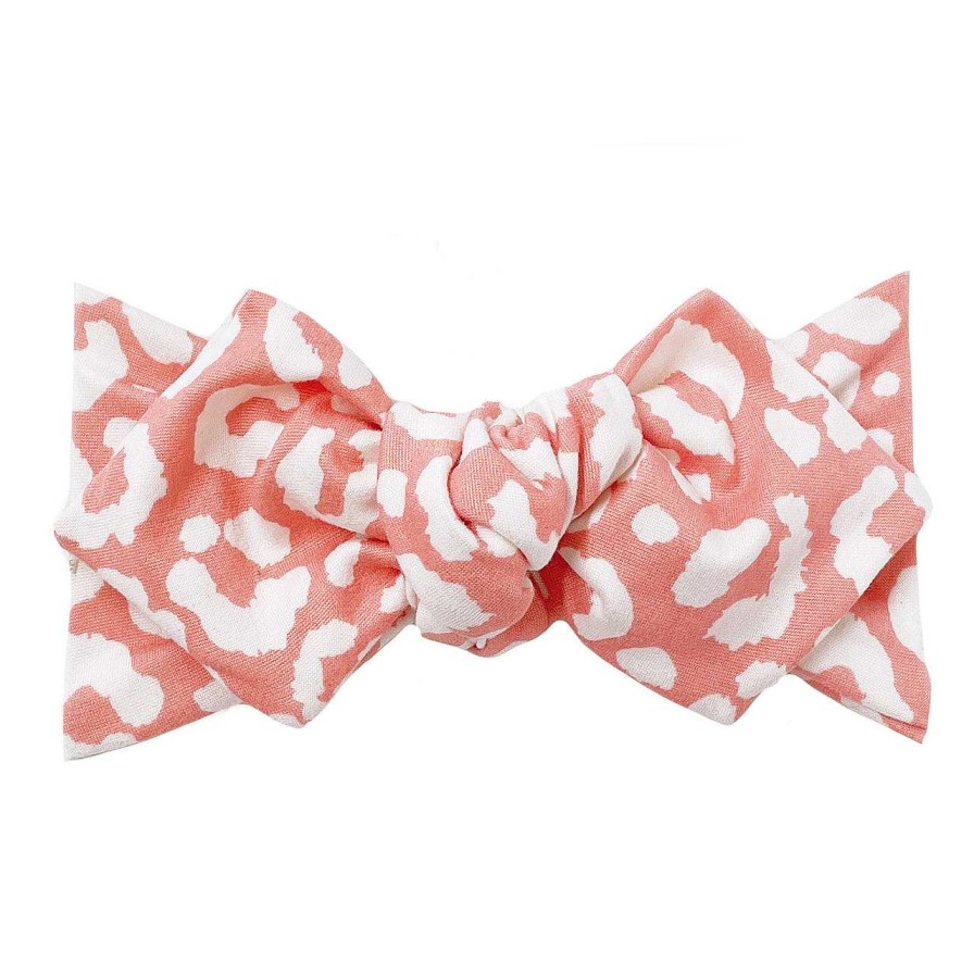 Girl Eyee Kids | Top Knot Headband, Peach & White Leopard