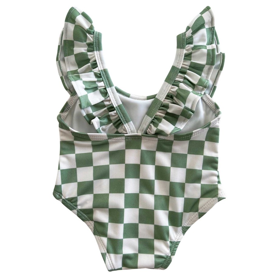 Girl SIIX Collection | Lime Checkerboard / Isla Swimsuit / Upf 50+