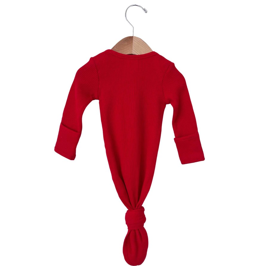 Boy SpearmintLOVE | Organic Waffle Knotted Gown, Red