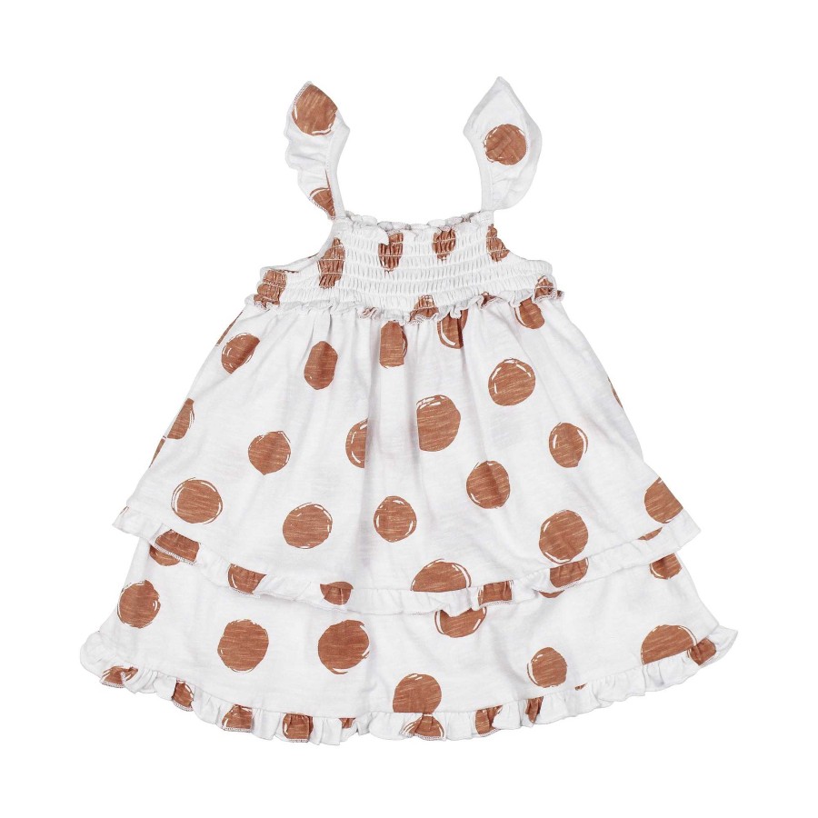 Girl L'ovedbaby | Organic Smocked Summer Dress, Adobe Dot