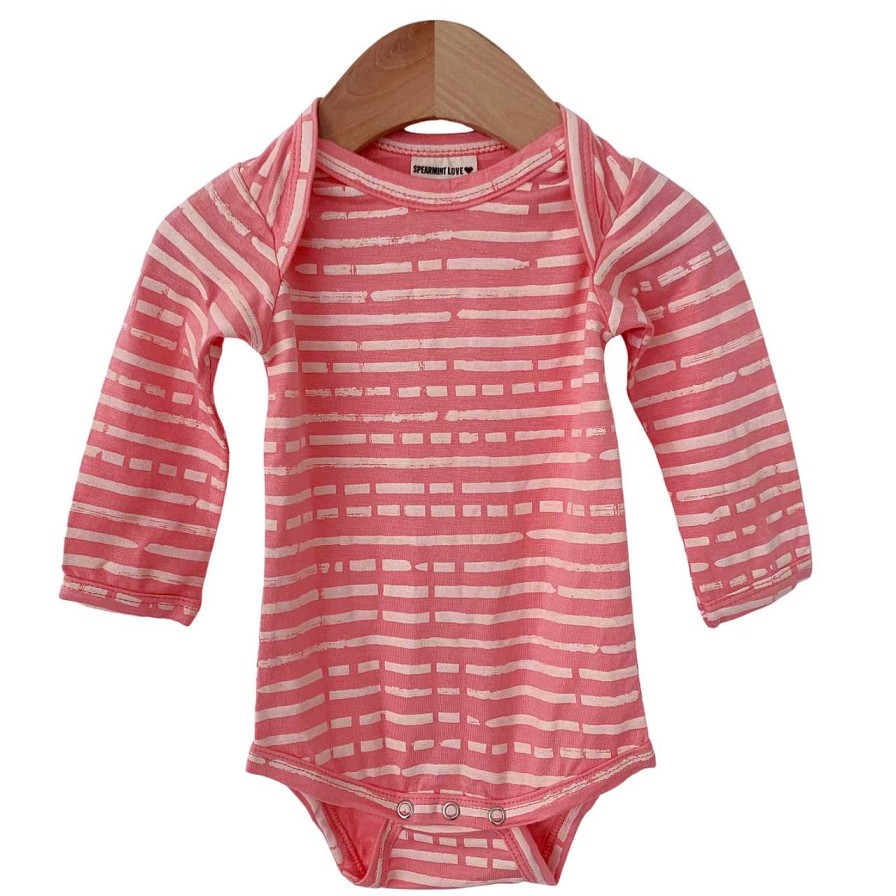 Girl SpearmintLOVE | Long Sleeve Bodysuit, Pink Stripe