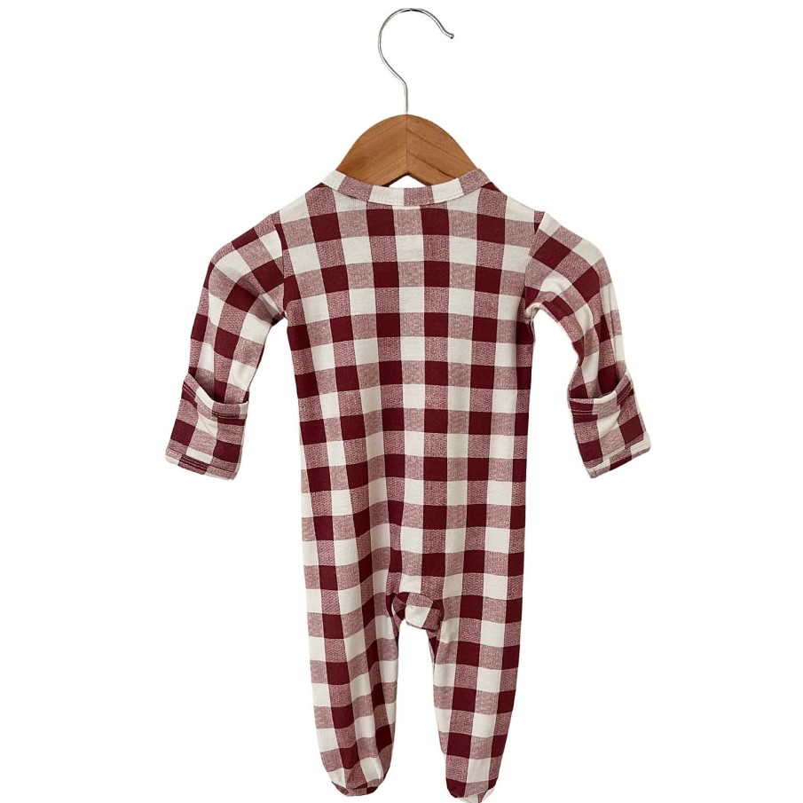 Boy SpearmintLOVE | Basic Zipper Footie, Mulberry Plaid