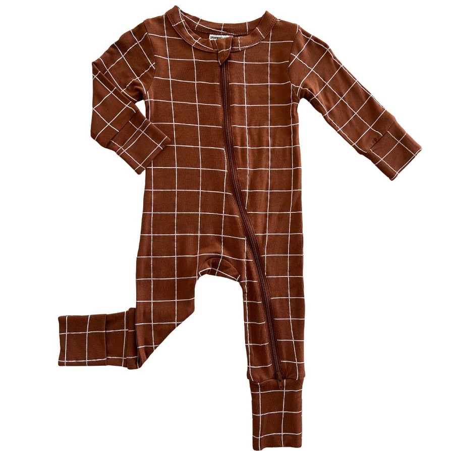 Girl SpearmintLOVE | 2-Way Convertible Zip Romper, Truffle Windowpane