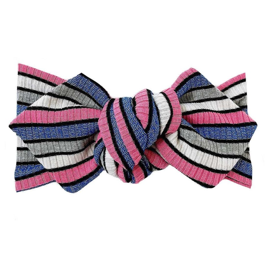 Girl Eyee Kids | Top Knot Headband, Blue Shimmer Stripes