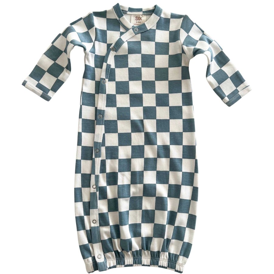 Boy SIIX Collection | Blueberry Muffin Checkerboard / Organic Gown