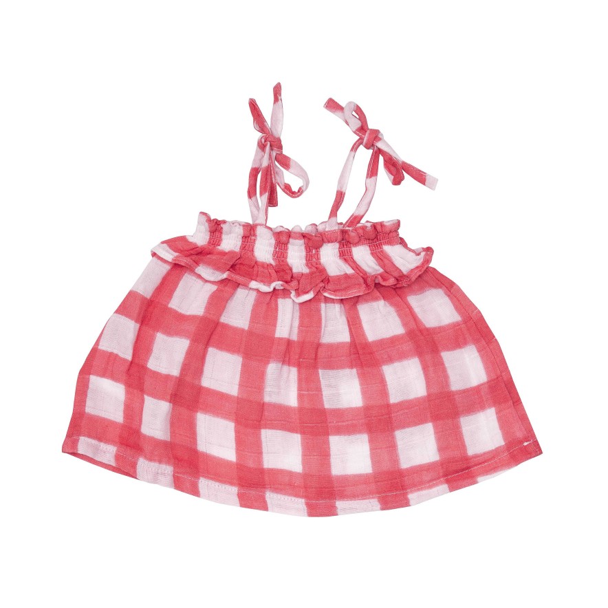 Girl Angel Dear | Ruffle Top & Bloomer, Painted Gingham Red