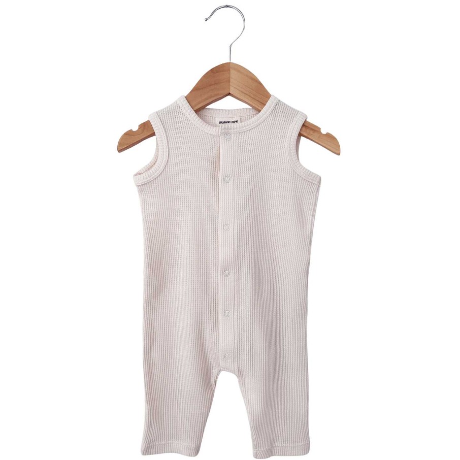 Boy SpearmintLOVE | Organic Waffle Easy Romper, Snow