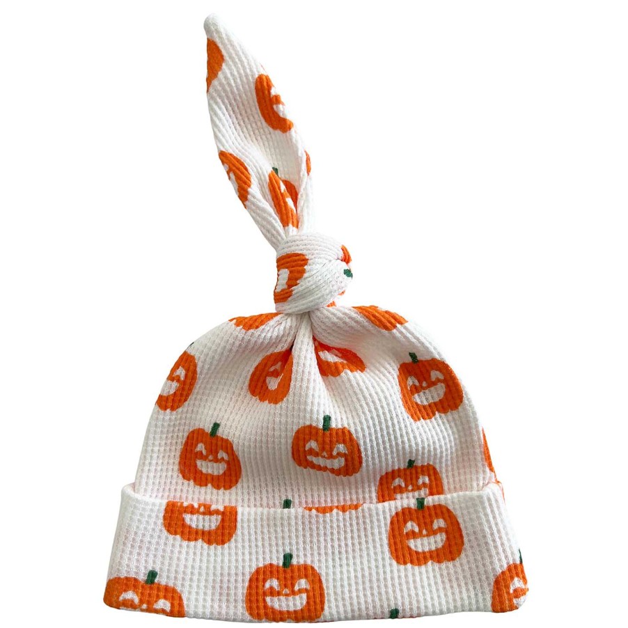 Accessories SpearmintLOVE | Organic Waffle Knot Beanie, Jack-O-Lantern