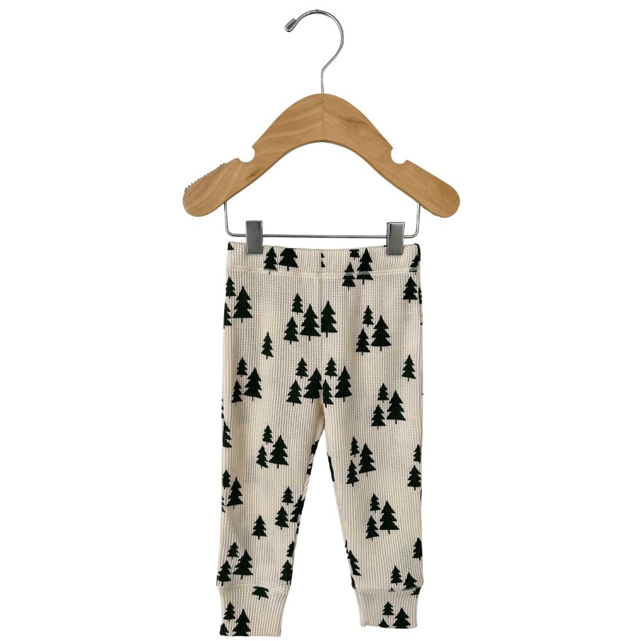 Girl SpearmintLOVE | Organic Waffle 2-Piece Set, Forest Green Trees