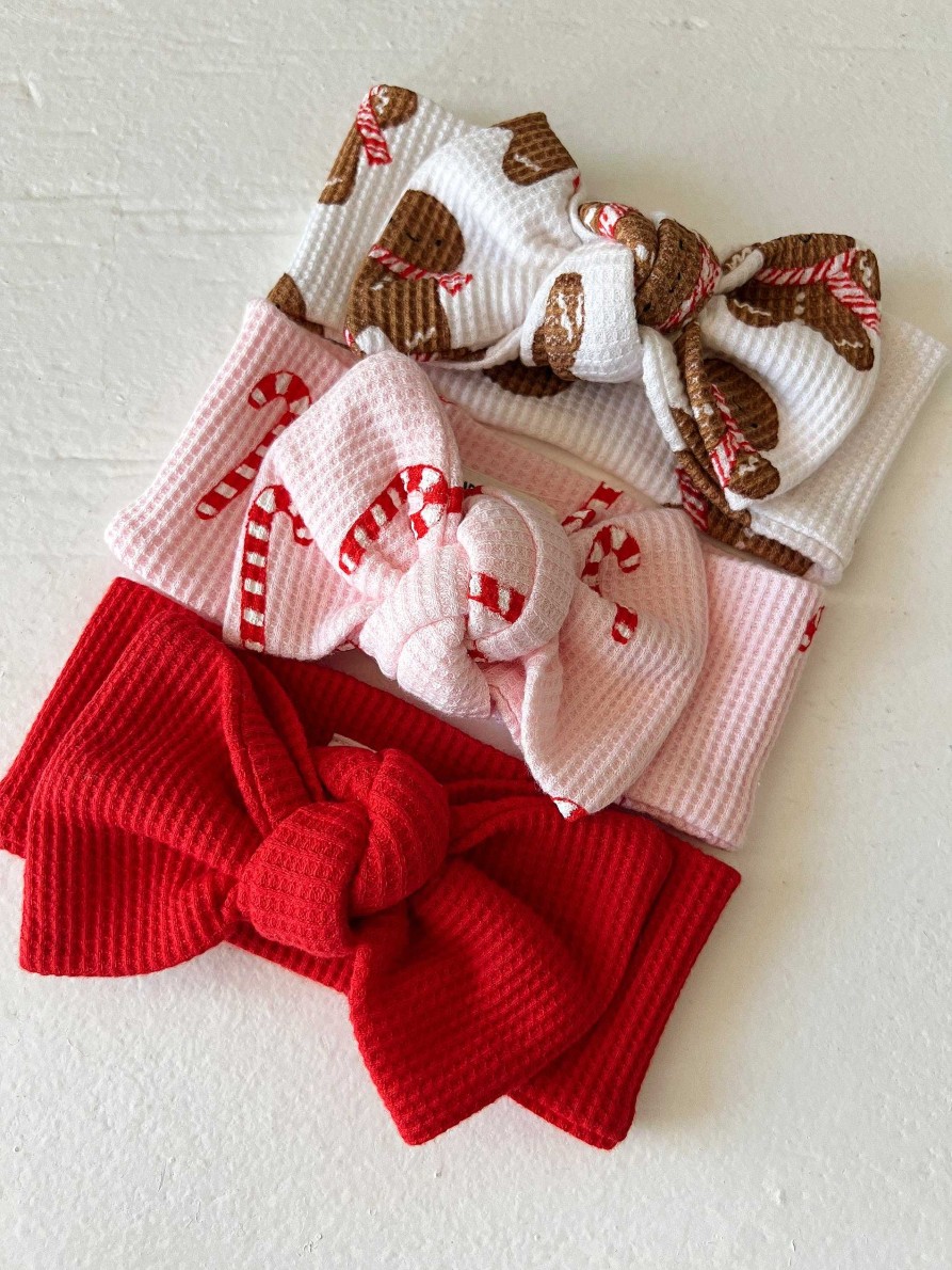 Girl SpearmintLOVE | Organic Waffle Knot Bow, Gingerbread Man