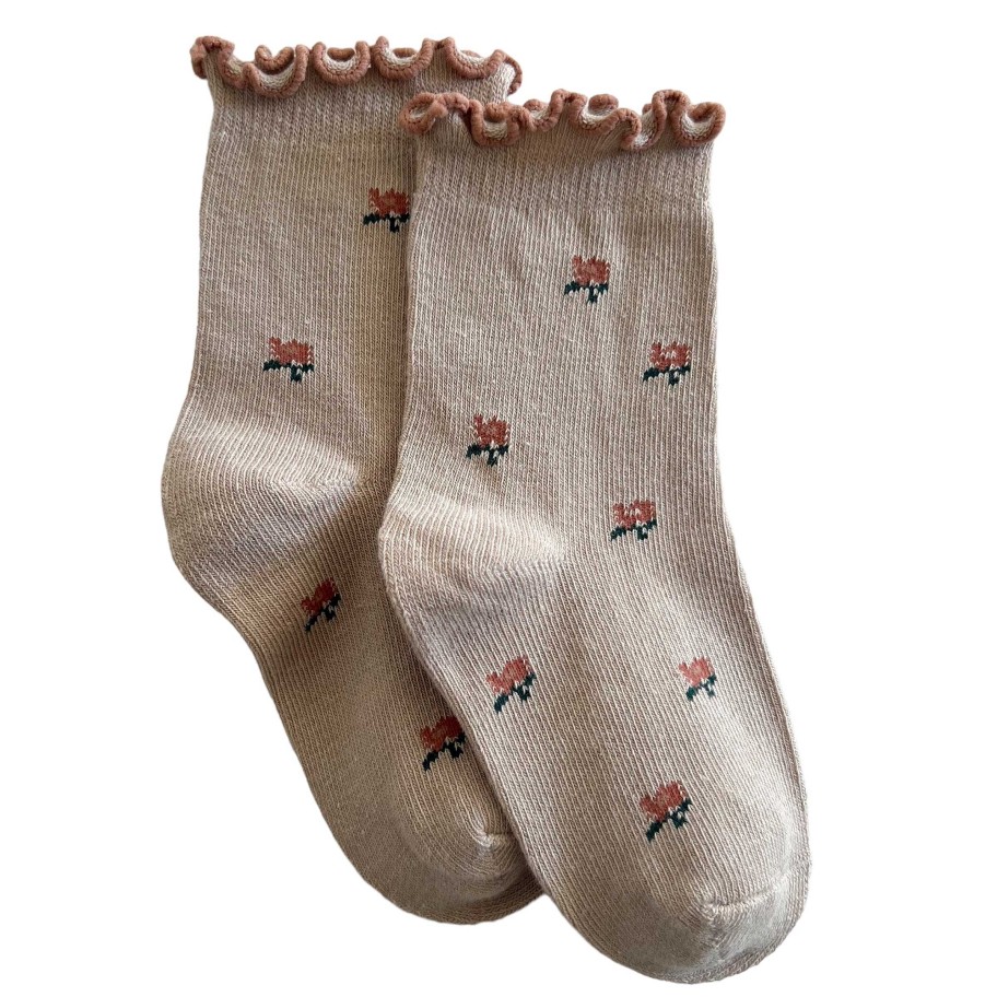 Accessories Sold by SpearmintLOVE | Lettuce Edge Socks, Cocoa Flower