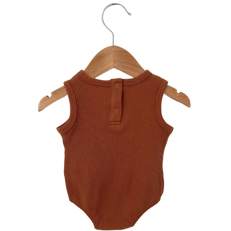 Girl SpearmintLOVE | Organic Waffle Bubble Romper, Caramel