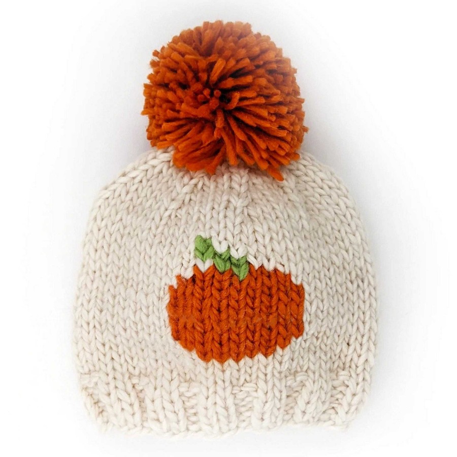 Accessories Huggalugs | Pumpkin Knit Pom Hat