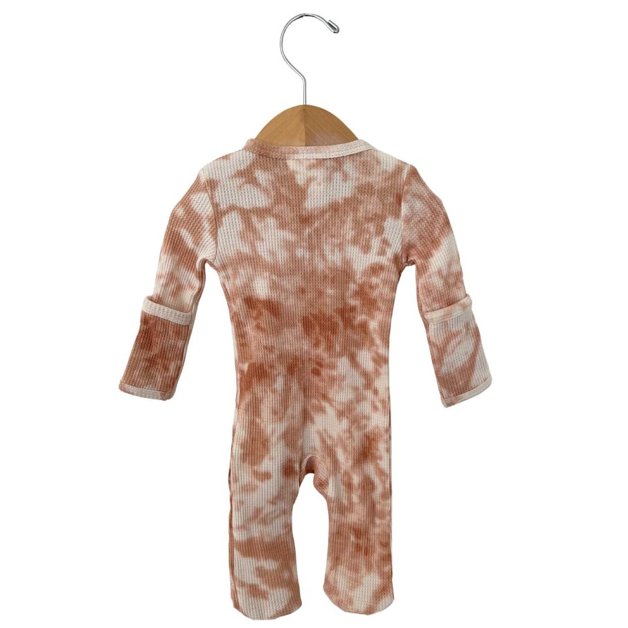 Boy SpearmintLOVE | Organic Waffle Basic Zip Footie, Spice Tie Dye