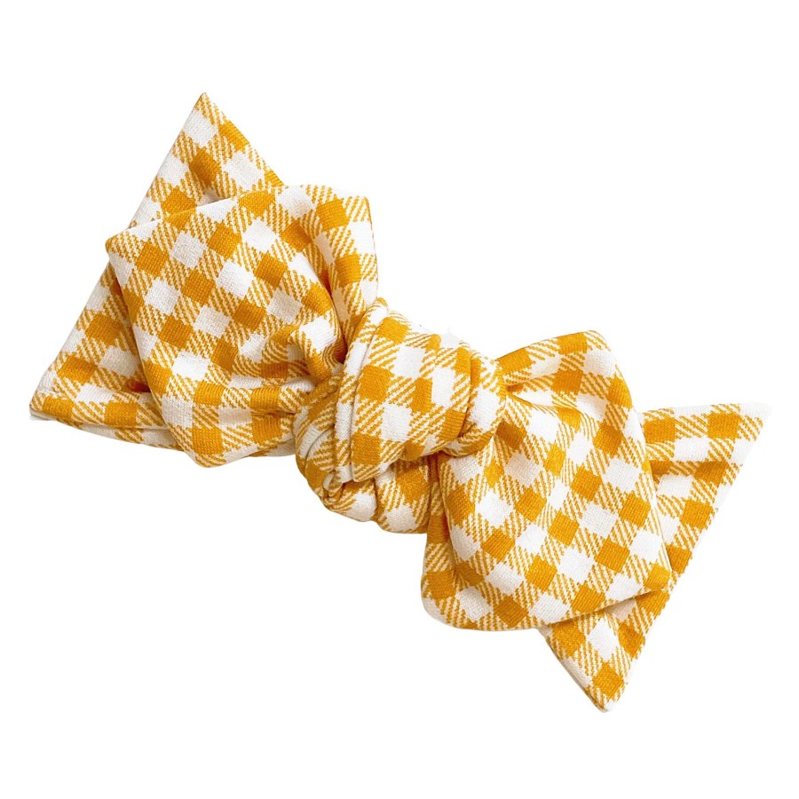 Girl Eyee Kids | Top Knot Headband, Mustard Gingham