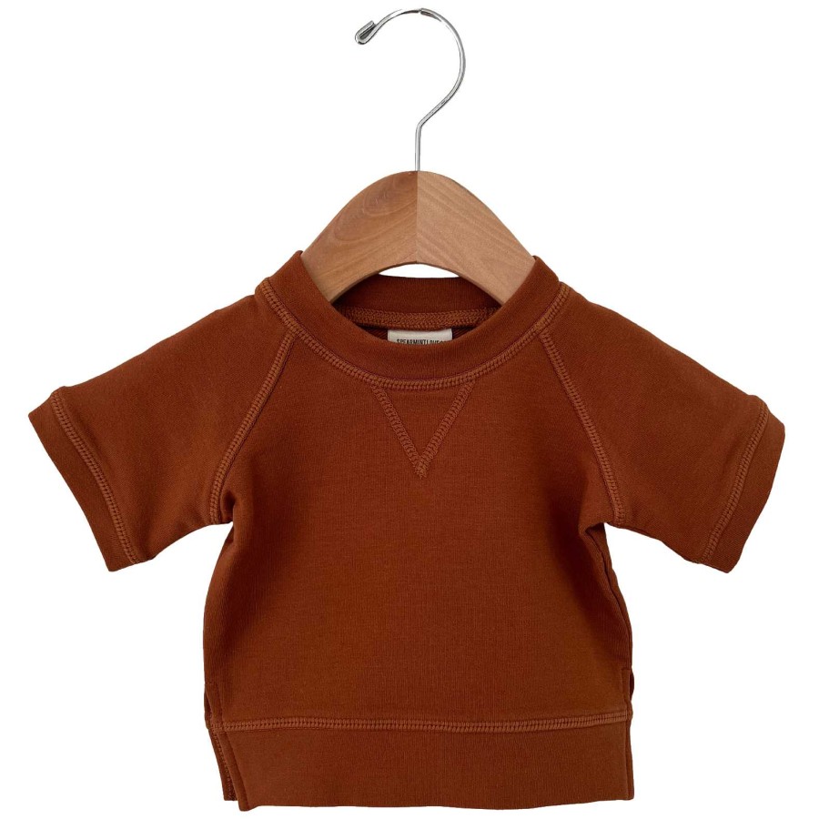 Girl SpearmintLOVE | French Terry Short Sleeve Crew Set, Caramel