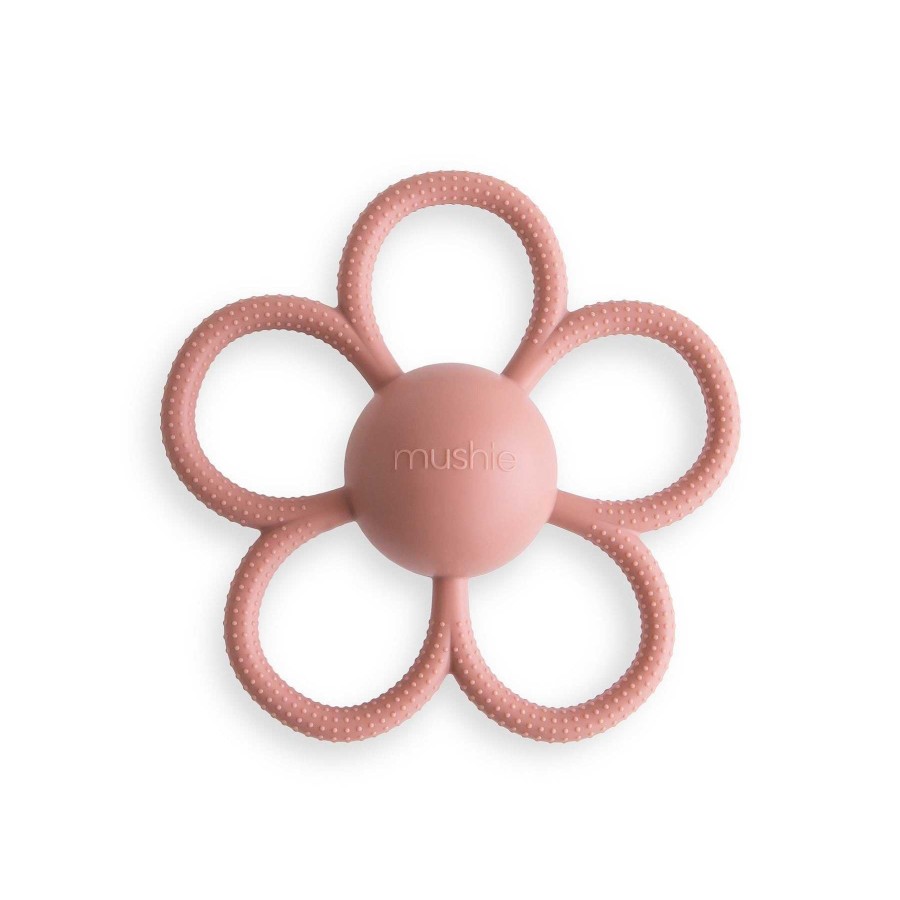 Baby Stuff mushie | Daisy Rattle Teether, Dusty Rose